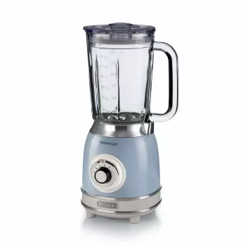 Ariete 583, Batidora vintage con jarra de cristal de 1,5 litros, 4 cuchillas de acero inoxidable, 4 velocidades + Pulse, 1000 vatios, azul