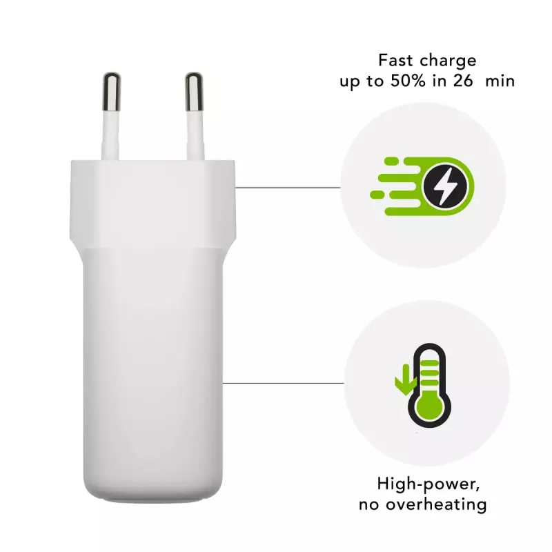 Cargador de pared USB-C 45W d bramante re-charge Pro — interior, 110–240V, blanco