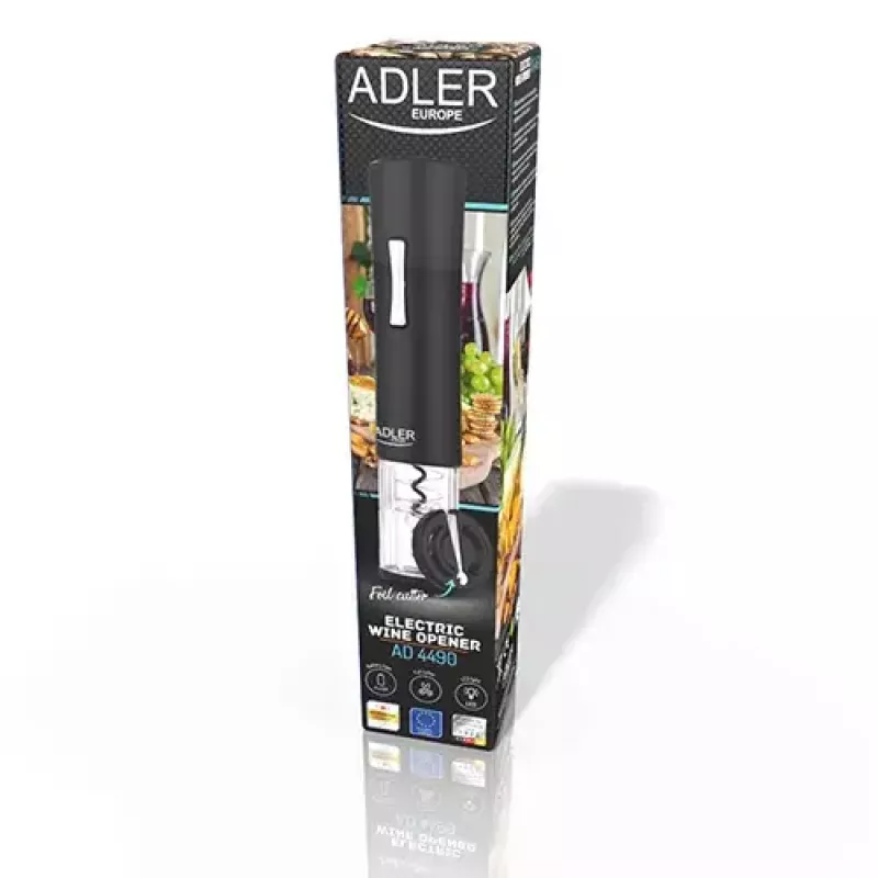 Abridor de botellas Adler AD 4490 negro plata transparente