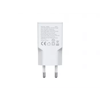 Cargador EQUIP 2 puertos 20W GaN delgado USB PD — USB-C x1, USB-A x1, entrada 100–240V, salida máx. 12V, blanco