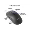 Ratón inalámbrico EQUIP ambidiestro de 6 botones dual mode, óptico 1600 DPI, RF + Bluetooth, negro