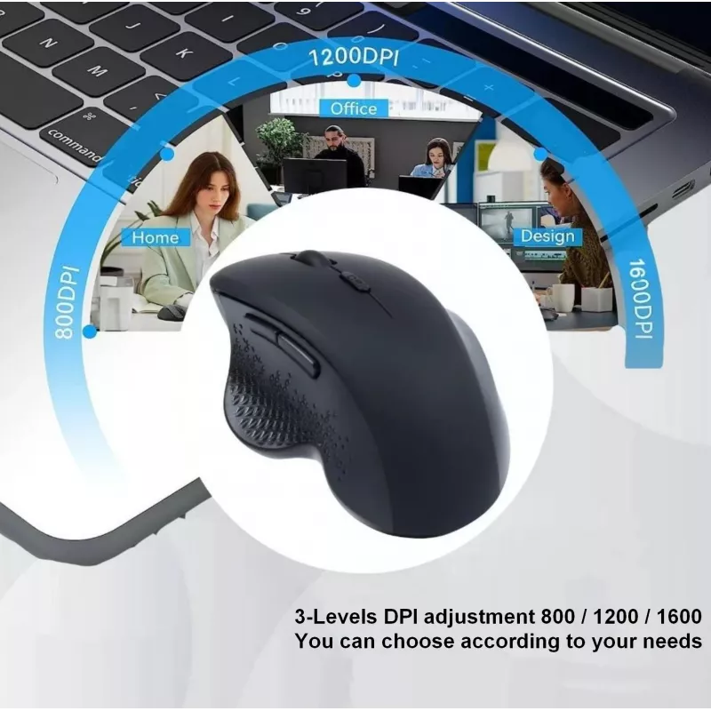 Ratón inalámbrico recargable dual mode EQUIP de 6 botones — para diestros, óptico 1600 DPI, RF Wireless + Bluetooth, negro