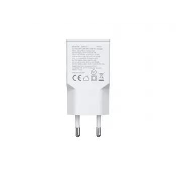 Cargador EQUIP 2 puertos 30W GaN delgado USB PD — USB-C x1, USB-A x1, entrada 100–240V, salida máx. 20V, blanco
