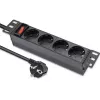 Regleta de enchufes QOLTEC 54603 — montaje en rack 1U, entrada 16A, 4 tomas de contacto de protección