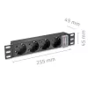 Regleta de enchufes QOLTEC 54603 — montaje en rack 1U, entrada 16A, 4 tomas de contacto de protección