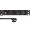 Regleta de enchufes QOLTEC 54603 — montaje en rack 1U, entrada 16A, 4 tomas de contacto de protección