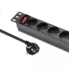 Regleta de enchufes QOLTEC 54603 — montaje en rack 1U, entrada 16A, 4 tomas de contacto de protección