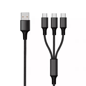 Cable USB 2GO 797156 1,5 m USB B 3 x USB C Negro