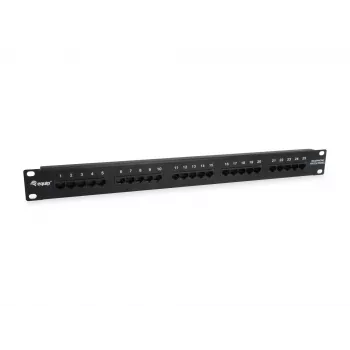 Equip Panel de conexiones Cat.3 RJ45 ISDN de 25 puertos, Negro