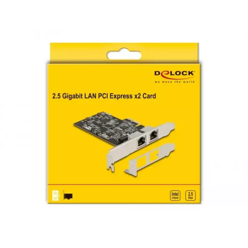 Tarjeta DeLOCK PCI Express x2 a 2 x RJ45 2.5 Gigabit LAN i225
