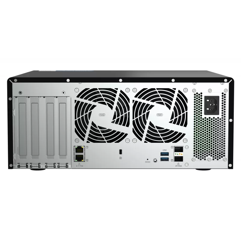 NAS Torre QNAP TS-h1290FX — EPYC 7302P 3,0 GHz, 128 GB DDR4, 12 bahías, QuTS hero, negro