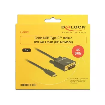 Adaptador USB-C a DVI DeLOCK 3m 85322