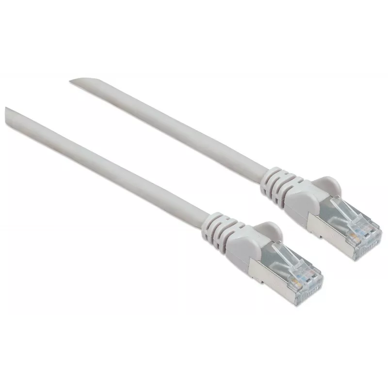 Cable de red patch Intellinet, Cat6, 3 m, Gris, cobre, S/FTP, LSOH/LSZH, PVC, RJ45, contactos bañados en oro, protección de lengüeta, protección antiacodamiento moldeada, garantía de por vida