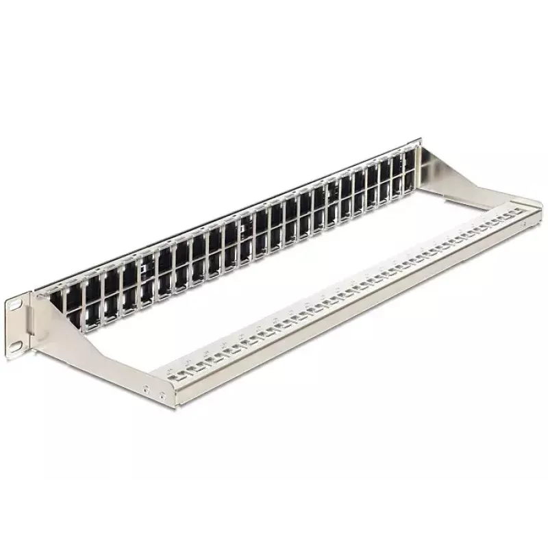 Delock 43280 Panel de conexiones Keystone, 19", 48 puertos, 1U, negro