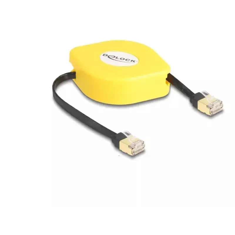 Cable enrollable RJ45 DeLOCK Cat.6A STP 1,5 m negro amarillo