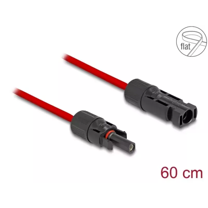 Cable DeLOCK DL4 cable solar plano conector macho a hembra 60 cm rojo 3,3 mm²