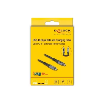 Cable coaxial de datos y carga rápida DeLOCK USB 40 Gbps 1 m USB PD 3.1 240 W