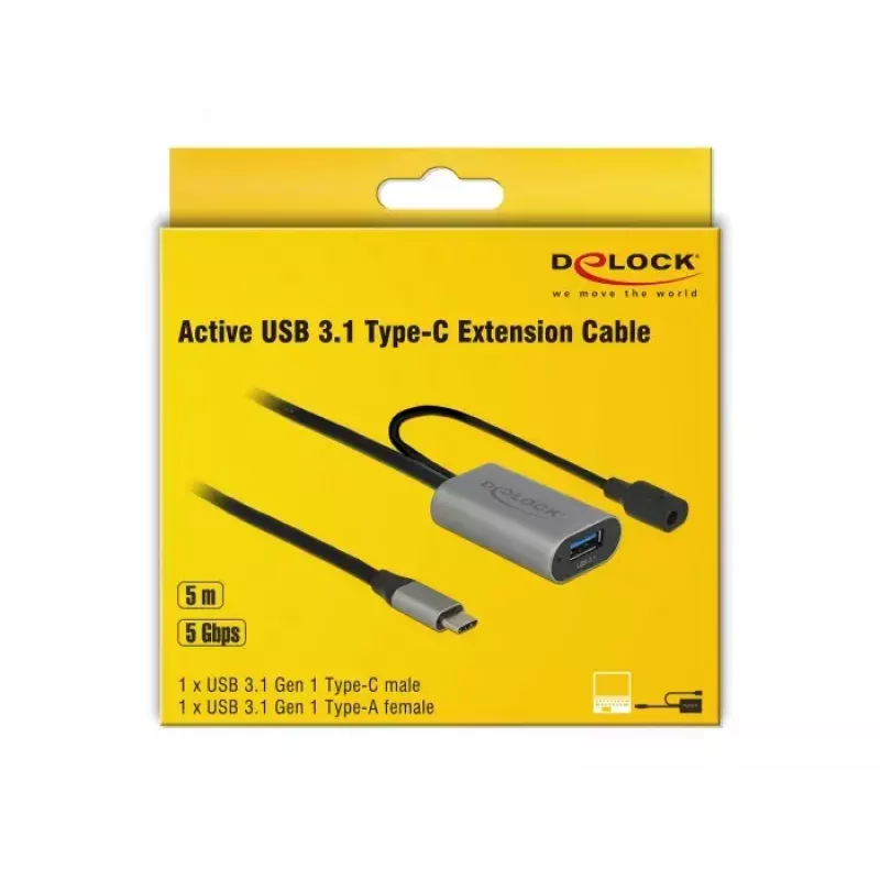 Cable USB DeLOCK 85391 USB 3.2 Gen 1 5 m USB-A USB-C negro gris