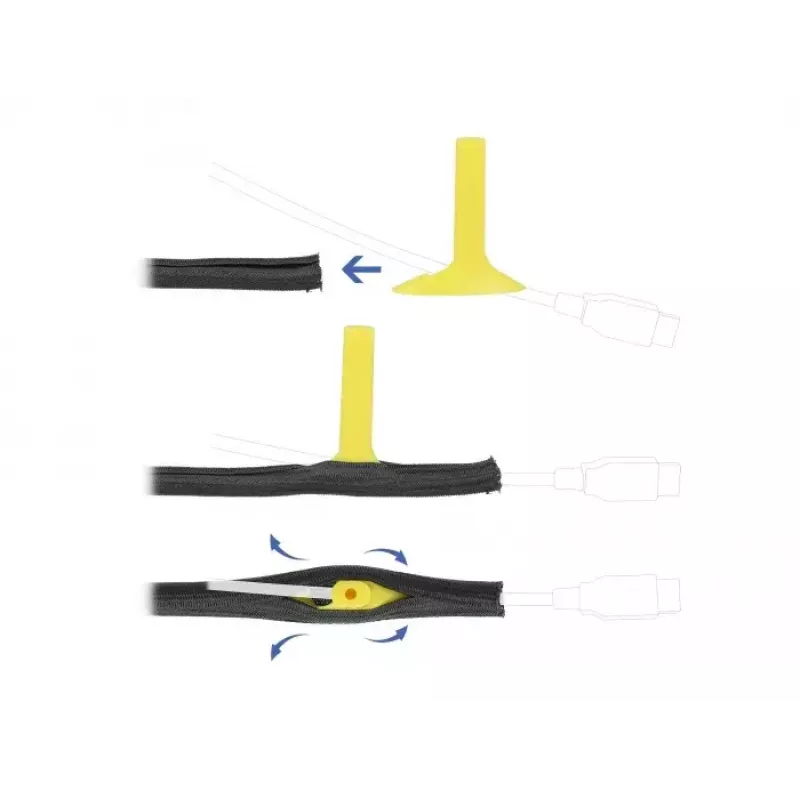 Herramienta de inserción para set de funda de cables DeLOCK, 4 piezas, amarillo, plástico