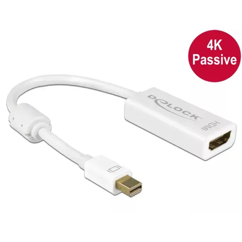 Adaptador de cable de vídeo DeLOCK 62614 Mini DisplayPort a HDMI tipo A blanco 0,2 m