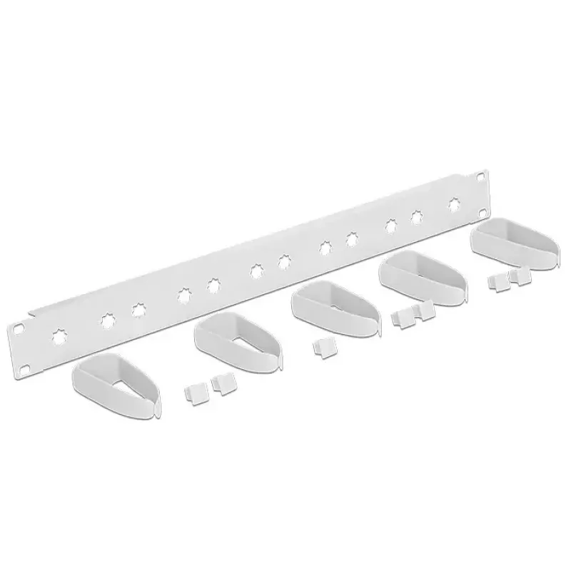 DeLock 43346 Panel organizador de cables para rack de 19 pulgadas, 1U, gris claro RAL 7035