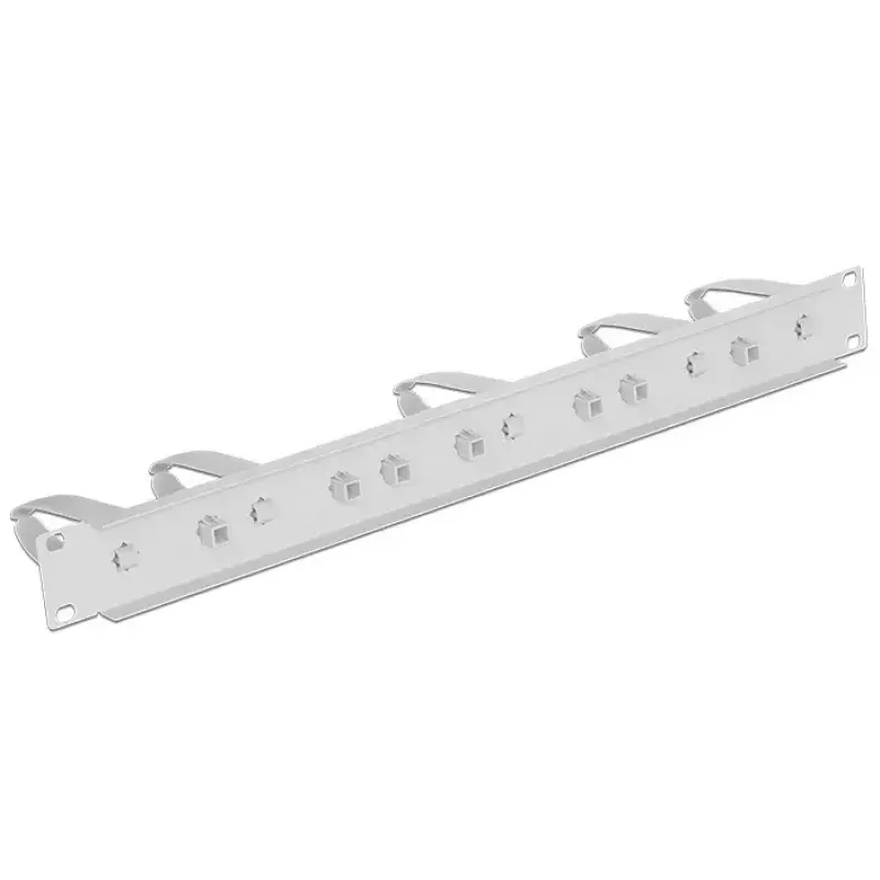 DeLock 43346 Panel organizador de cables para rack de 19 pulgadas, 1U, gris claro RAL 7035