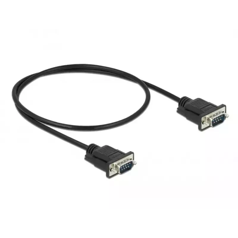 Delock Cable serie RS-232, D-Sub 9 macho a macho, carcasa de conector delgada, 0,5 m, negro