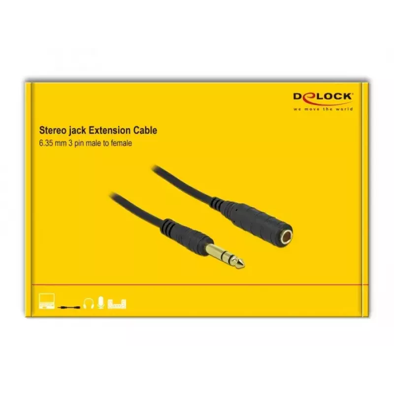 Cable de extensión jack estéreo DeLOCK 86767 6,35 mm 5 m negro