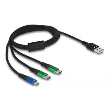 Cable de carga USB DeLOCK 3 en 1 Type-A a Micro-USB / 2 x USB Type-C 1 m