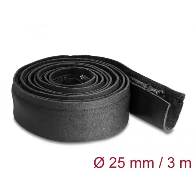 Funda de cable DeLOCK neopreno flexible con cremallera 3 m x 100 mm negro
