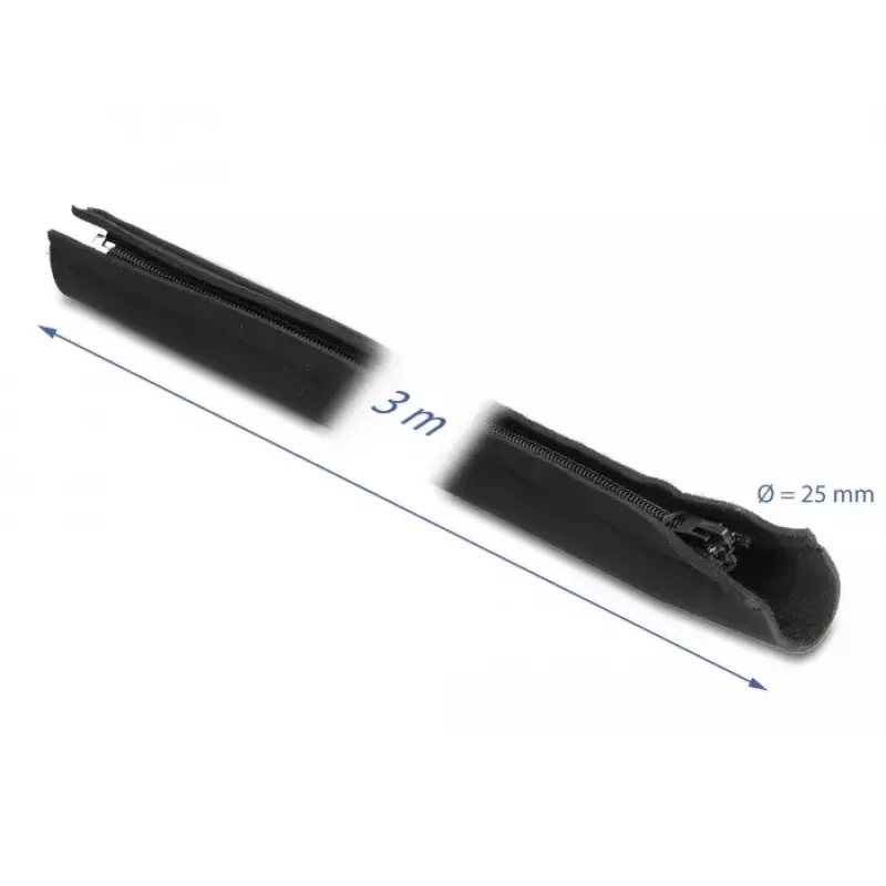 Funda de cable DeLOCK neopreno flexible con cremallera 3 m x 100 mm negro