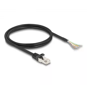 Cable DeLOCK RJ50 conector macho a extremos de cable abiertos S/FTP 1 m negro