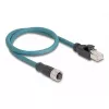 Cable adaptador DeLOCK M12 codificación A hembra de 8 pines a RJ45 macho 50 cm