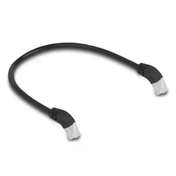 Cable de red DeLOCK RJ45 Cat.6A S/FTP 45° acodado hacia abajo 0,5 m negro