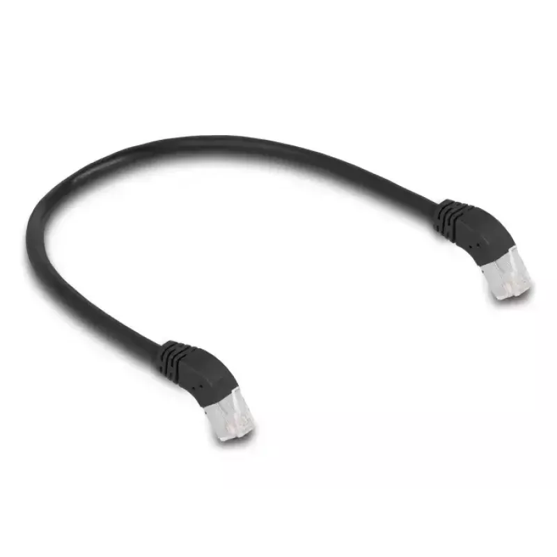 Cable de red DeLOCK RJ45 Cat.6A S/FTP 45° acodado hacia abajo 0,5 m negro