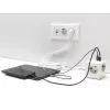 DeLOCK 11497 Cubo de enchufes de 3 tomas con cable alargador de 1,5 m, cargador USB, protección infantil, blanco