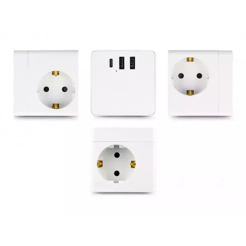 DeLOCK 11497 Cubo de enchufes de 3 tomas con cable alargador de 1,5 m, cargador USB, protección infantil, blanco