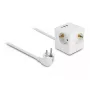 DeLOCK 11497 Cubo de enchufes de 3 tomas con cable alargador de 1,5 m, cargador USB, protección infantil, blanco