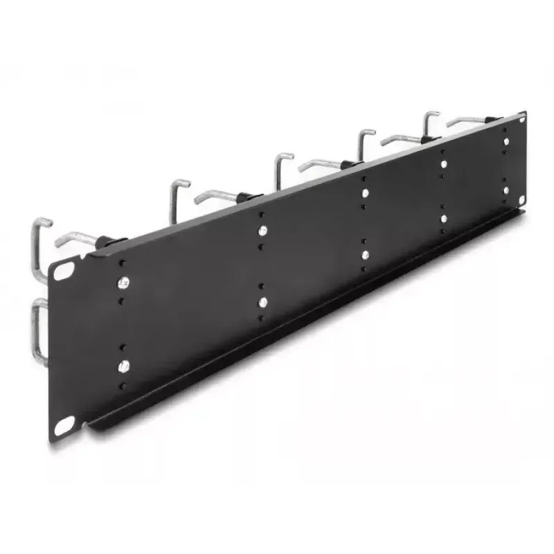 Panel de gestión de cables DeLOCK 19 inch 66919 con 10 ganchos metálicos negro