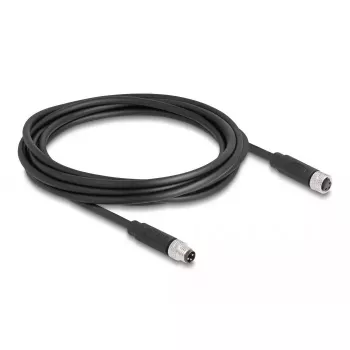 Cable DeLOCK M8 de 3 pines codificación A macho a hembra PUR TPU 3 m