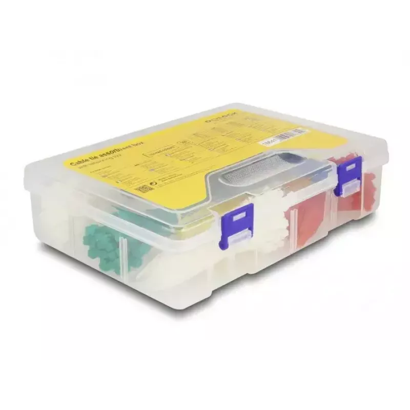 DeLOCK Caja surtida de bridas con herramienta tensora, 350 uds., multicolor