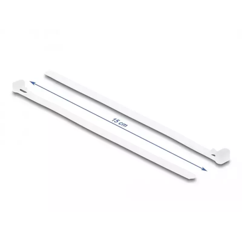 DeLOCK Bridas reutilizables, 150 x 7.2 mm, blanco, 100 uds.