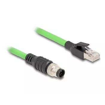 Cable de red DeLOCK M12 cable A-codificado 8 pines conector macho a conector macho RJ45 PUR (TPU) 5 m