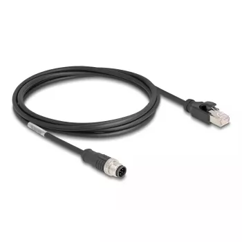 Cable de red DeLOCK M12 cable A-codificado 8 polos conector macho a conector macho RJ45 Cat5e 2 m negro