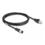 Cable de red DeLOCK M12 cable A-codificado 8 polos conector macho a conector macho RJ45 Cat5e 2 m negro