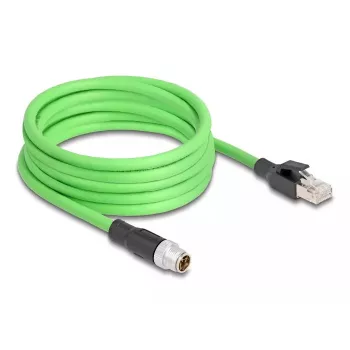 Cable de red DeLOCK M12 cable X-codificado 8 polos conector macho a conector macho RJ45 PUR (TPU) 5 m