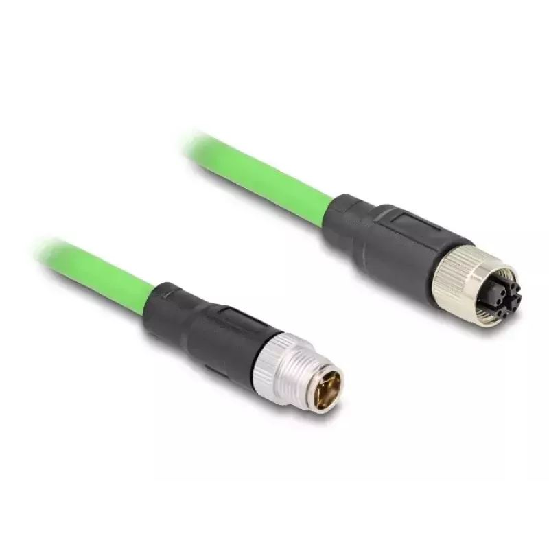 Cable de red DeLOCK M12 cable X-codificado 8 polos conector macho a conector hembra PUR (TPU) 2 m