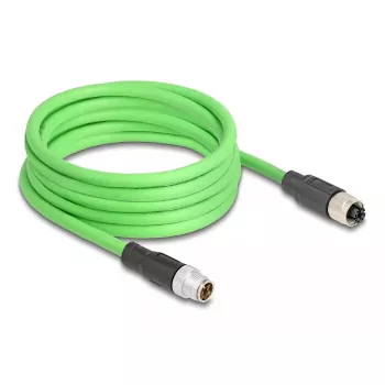 Cable de red DeLOCK M12 cable X-codificado 8 polos conector macho a conector hembra PUR (TPU) 2 m