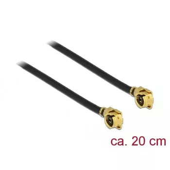 Cable coaxial DeLOCK 89608 0,2m MHF (I-PEX) negro oro