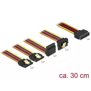 Cable SATA DeLOCK 60148 0,3 m SATA 15 polos 4 x SATA 15 polos beige naranja rojo amarillo